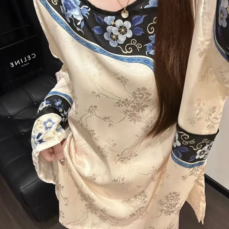 【盘古】新中式国风花卉印花长袖睡衣套装复古温婉轻奢清穿家居服