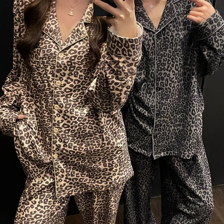 高级感棉质睡衣女春秋款长袖韩版闺蜜装豹纹休闲可外穿家居服夏季
