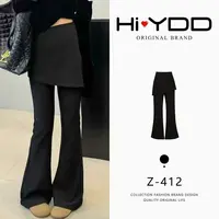 YDD•「Z-412」秋季假两件微喇荷叶边修身弹力运动喇叭裙裤6618-W
