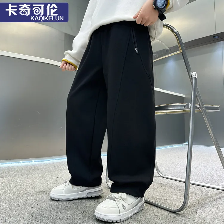 儿童裤子秋装2025新款男童弯刀裤大童休闲裤秋冬款加绒男孩运动裤