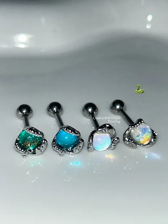 合金耳饰 CGHG 幻彩缠绕灵蛇舌钉 辣妹钛钢外螺纹舌环 舌头钉百搭