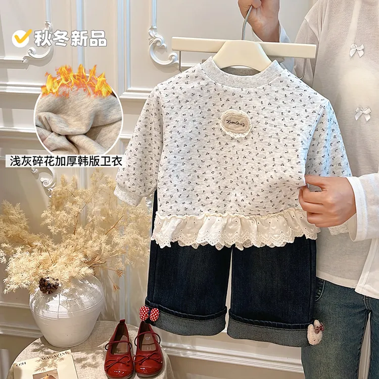 女童秋冬季新款加绒打底衫女宝宝早秋外穿卫衣儿童秋季上衣童装潮