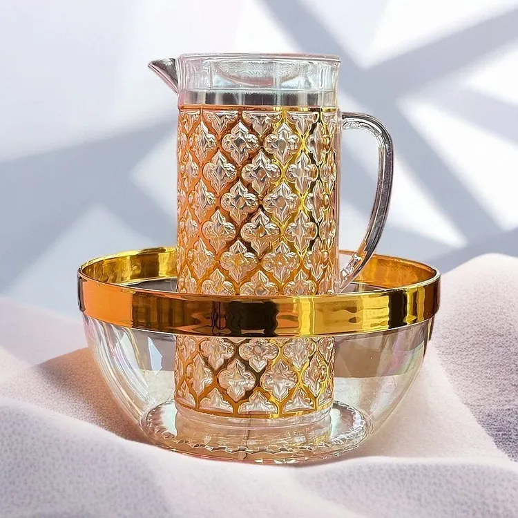 新疆民族客人亚克力洗手洗脸盆水壶高档精致金色过节