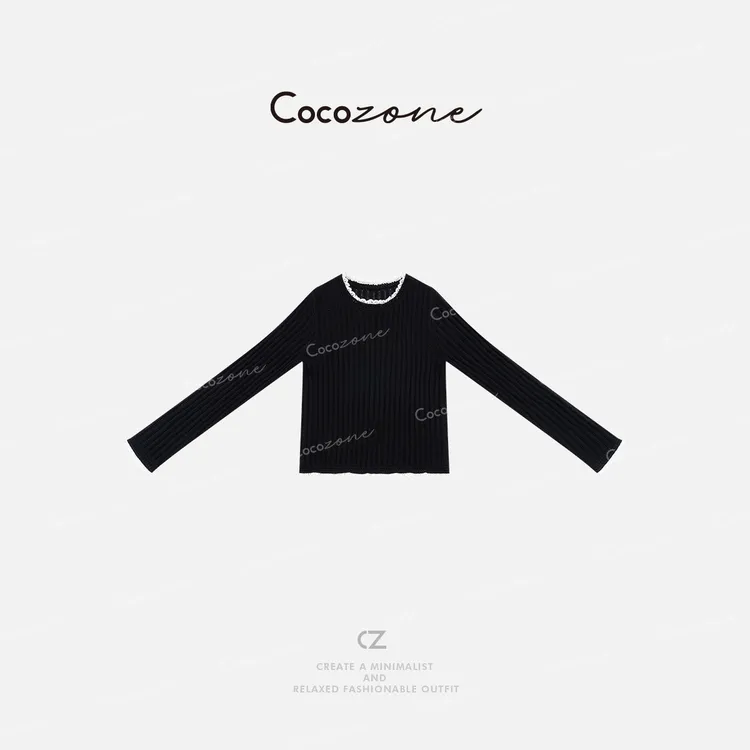 COCO ZONE 刘一一“千寻”春季新款撞色圆领长袖针织衫ACD2A0127