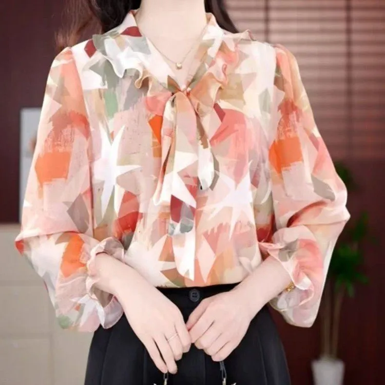 星芒焕彩时尚荷叶飘带减龄洋气重磅小衫