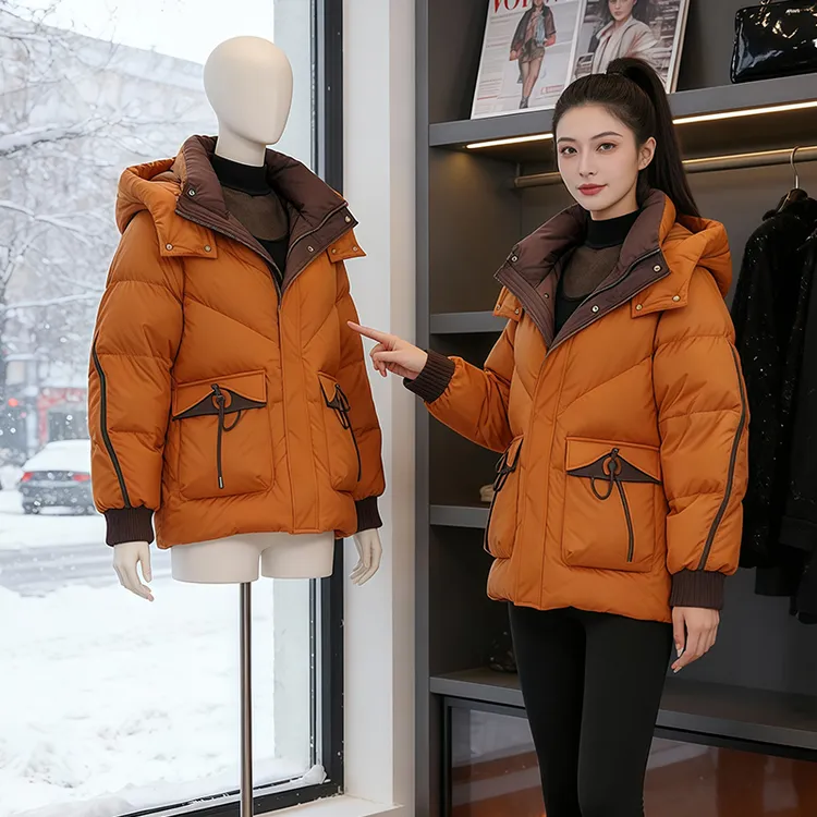 高级感气质百搭长袖棉服女2025年冬季新款大口袋设计感连帽外套潮