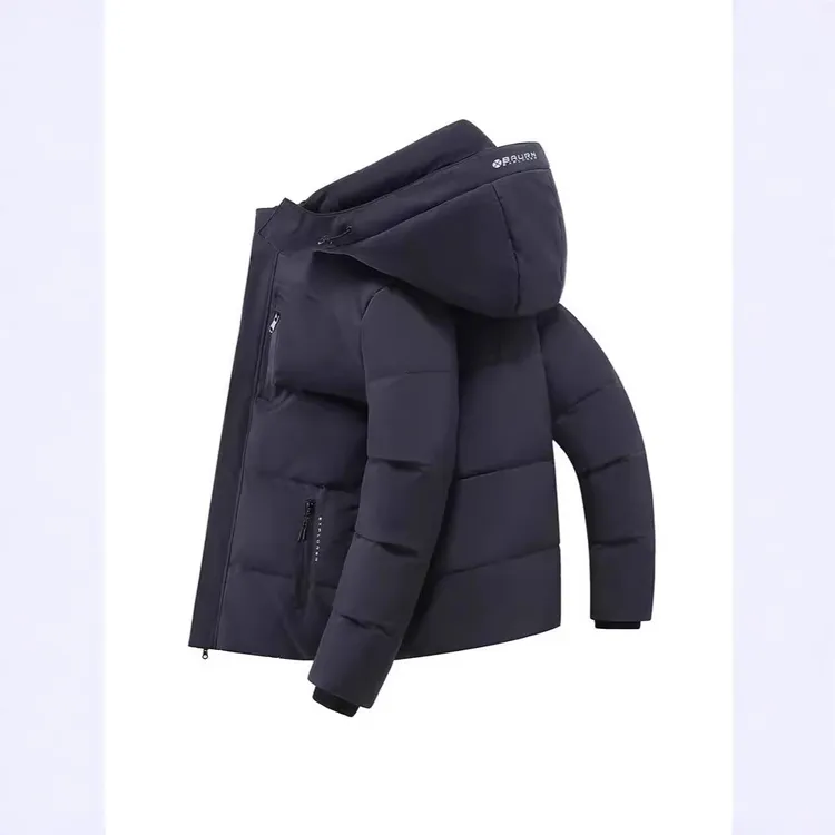 聚酯纤维100%【】新款防寒服男短款中老年男士冬季户外连帽外套欧