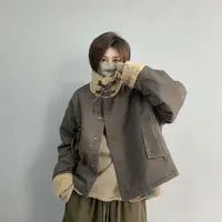 S147 复古羊羔毛工装外套宽松休闲立领百搭韩版拍照街拍