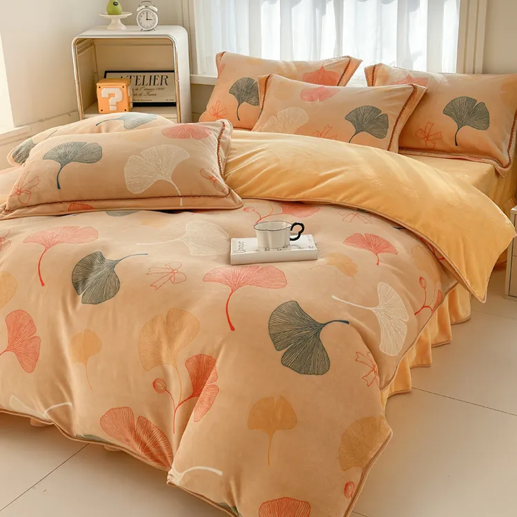 牛奶绒四件套ins公主风家用秋冬双人家居床上用品