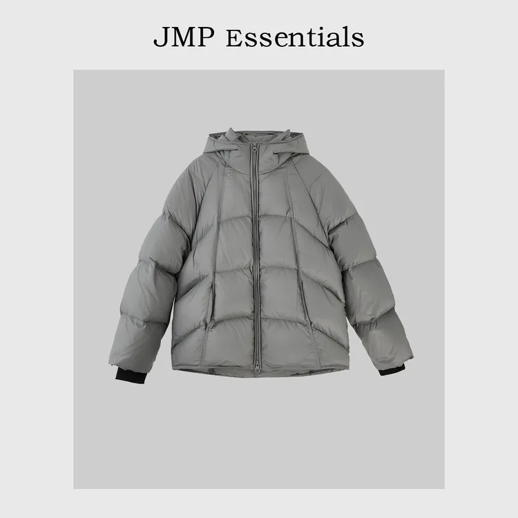JMP蓬松感辑行连帽羽绒服男冬季保暖白鸭绒防寒服外套25961