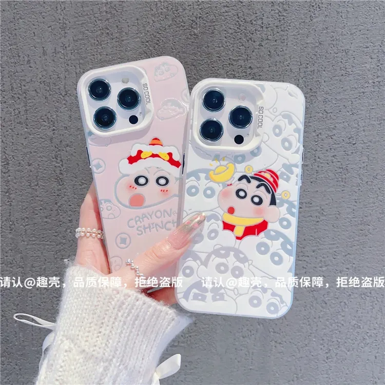 财神小新新款彩银适用苹果16华为荣耀/OPPO/VIVO小米手机壳防摔