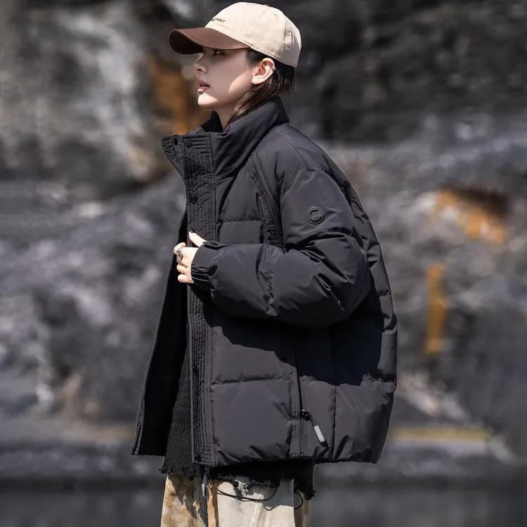 AOGZ立领羽绒服冬季新款户外潮牌纯色加厚面包服男女保暖上衣外套