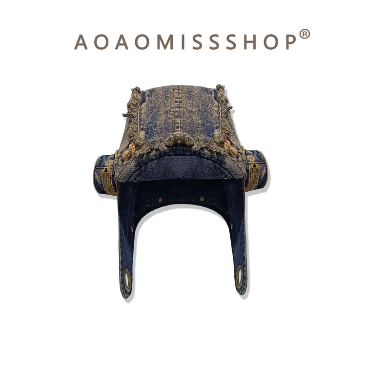 【铁绣蓝牛仔雷锋帽】AOAOMISSSHOP鳌鳌家/美式牛仔秋冬帽子潮 57-3