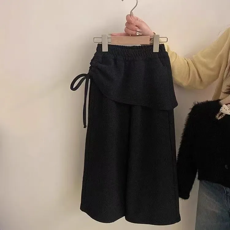 女童韩版2025冬季新款韩版加厚绒一条过冬带屁帘休闲糯米裤百搭