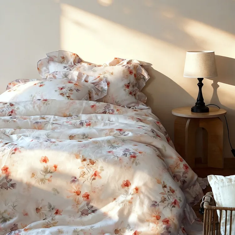 【花涧集】100%纯亚麻花边工艺款四件套高端定制款轻奢床品套件