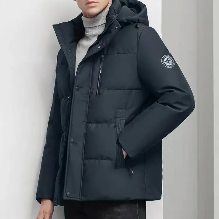 冬季新款男装可脱卸连帽羽绒服男士保暖棉服外套爸爸棉服帽子可脱