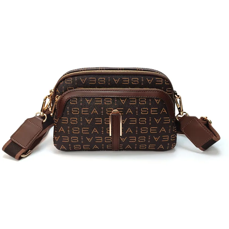 女士斜挎包大容量时尚百搭女包耐磨防水老花皮单肩包气质妈妈挂包