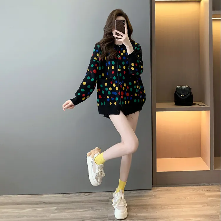 秋冬新款时尚慵懒风毛衣女独特设计感百搭显瘦宽松针织开衫外套