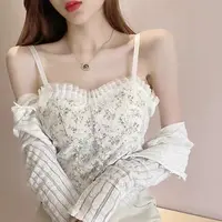 【安心推荐】性感蕾丝小吊带背心女春季新款法式甜美碎花上衣美背