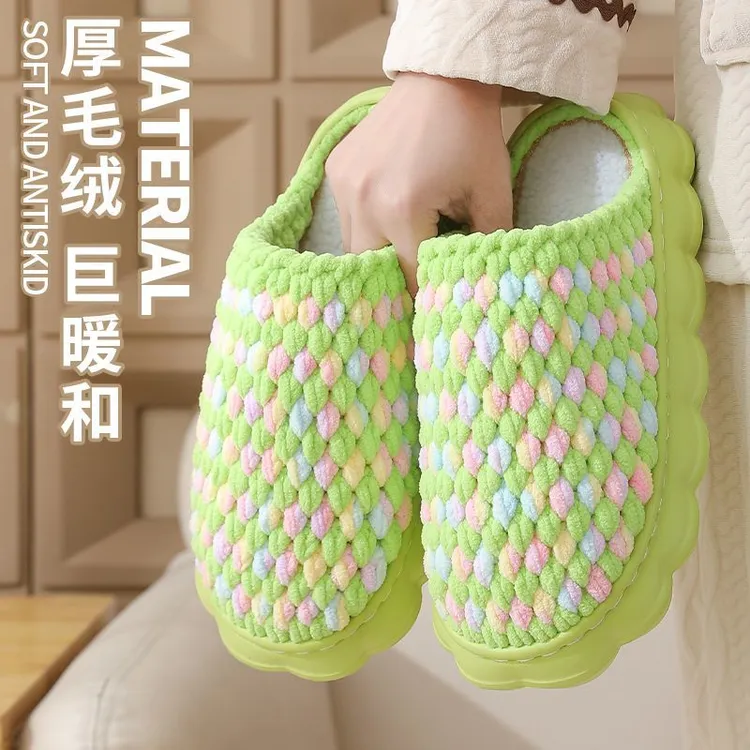 臻鞋坊新款孺子牛云朵鞋底手工拖鞋冰条线钩织拖鞋毛线拖鞋成品