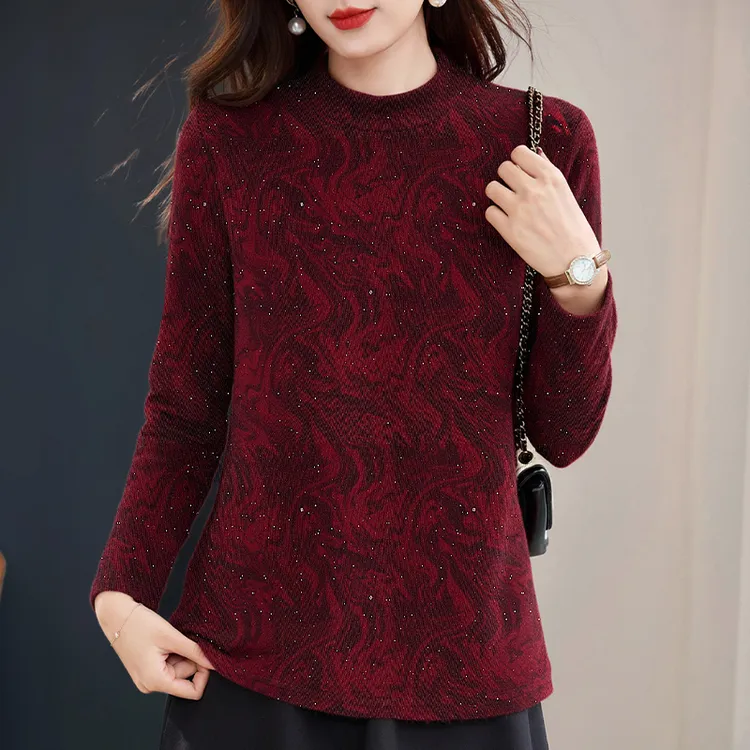 半高领打底衫女士冬季新款气质洋气上衣大码显瘦长袖内搭休闲t恤