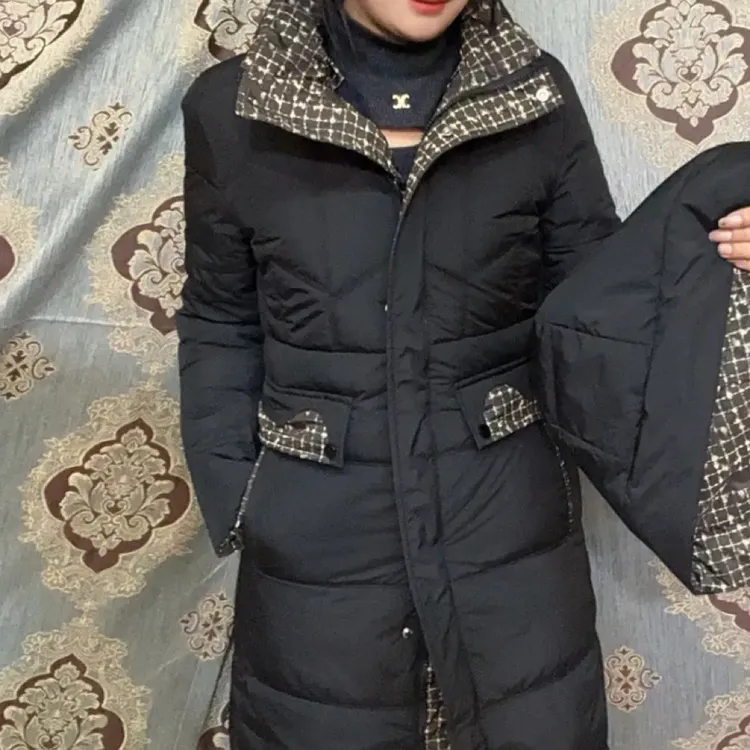 冬季新款时尚气质保暖加厚连帽中长款防风