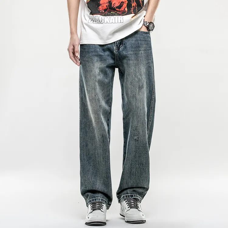水洗直筒牛仔裤男款爆款2025新款春季高街裤子男生潮牌宽松长裤子