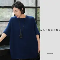 WANG ZONE|软糯羊绒羊毛宽松圆领针织松弛慵懒中袖上衣羊