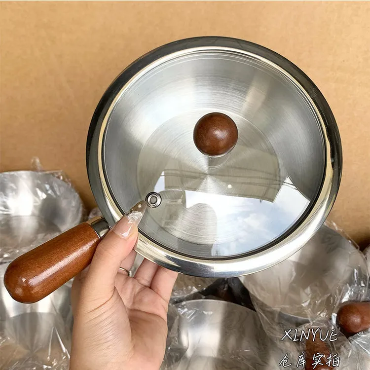 不锈钢奶锅家用宝宝婴儿辅食锅专用小锅木柄防烫防摔热油锅泡面锅