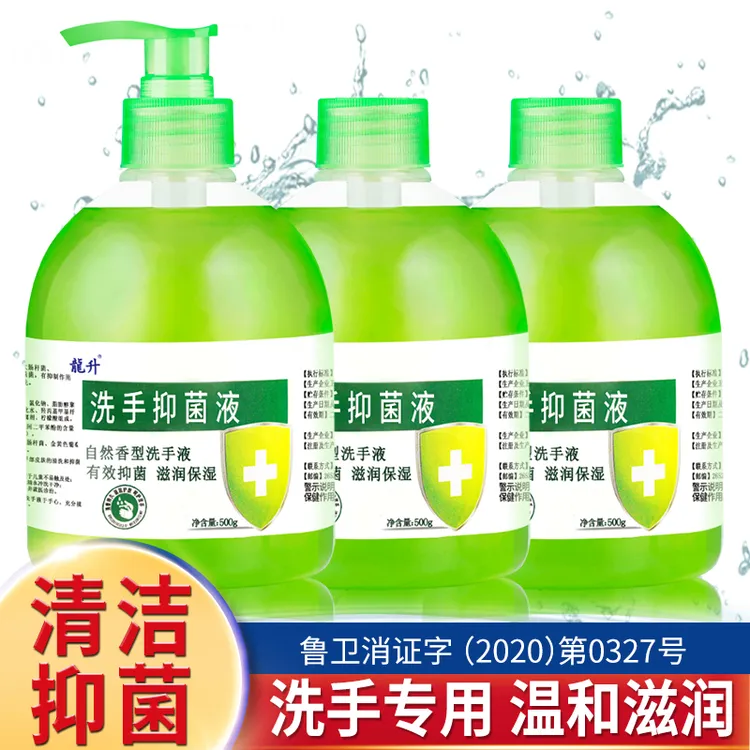 【整箱三瓶】龍升抑菌洗手液500g/瓶滋润清香型通用家庭装批发