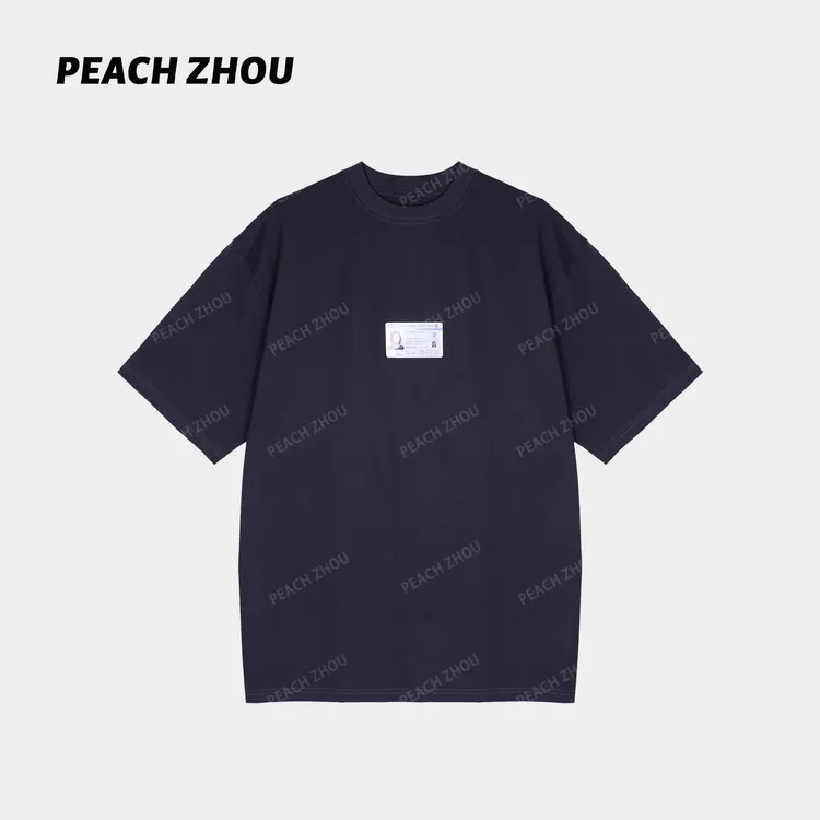 『PEACHZHOU』巴黎风'ID Card'宽松圆领廓形短袖休闲中性男女款T恤