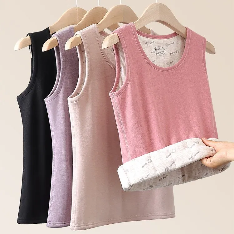 秋冬保暖背心打底纯色女士坎肩秋冬季暖背女士内搭无袖内穿无痕衣