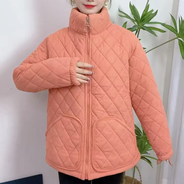 冬季外穿舒服洋气轻便保暖棉服外套防风立领棉袄加厚加绒时尚棉衣