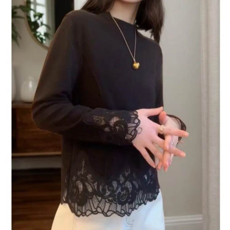 【花雾T恤】冬季百搭时尚新款加绒显瘦设计打底长袖T恤LK2508867