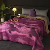 蝶舞翩翩紫纱布盖毯床盖