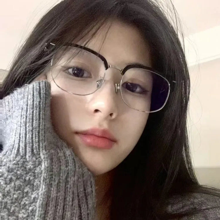 斯文半框眼镜女高级感素颜神器近视可配度数方圆脸眼镜框大脸显瘦