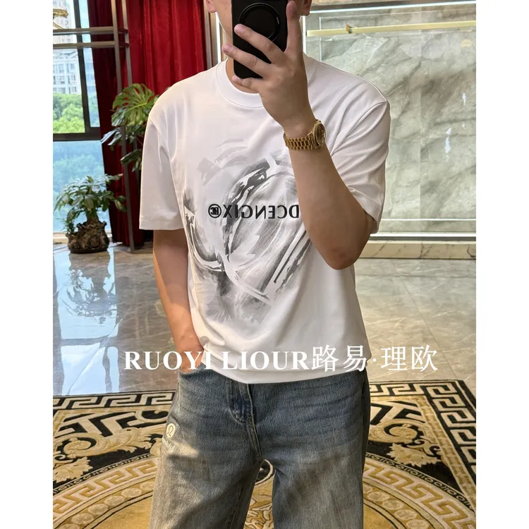 【路易理欧】25夏季纯色时尚DC字母英文轻奢标短袖T恤0338