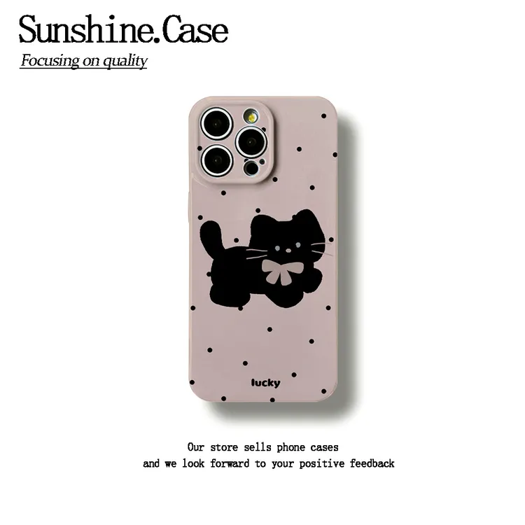 粉底黑猫菲林软壳适用苹果17华为vivo小米oppo一加防摔手机壳