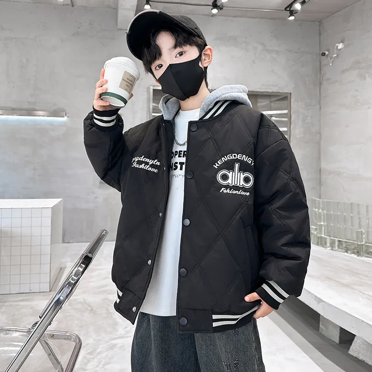 儿童装男童冬装加绒外套2025新款中大童秋冬款男孩加厚冬季棒球服