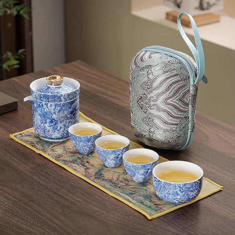 137掐丝高档茶艺情感套装一壶旅行旅行套装旅行套装便携式茶具