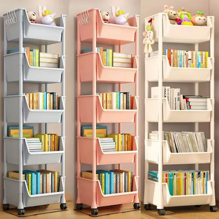 【五层书架】收纳置物架落地小推车学生书房宿舍卧室玩具零食厨房