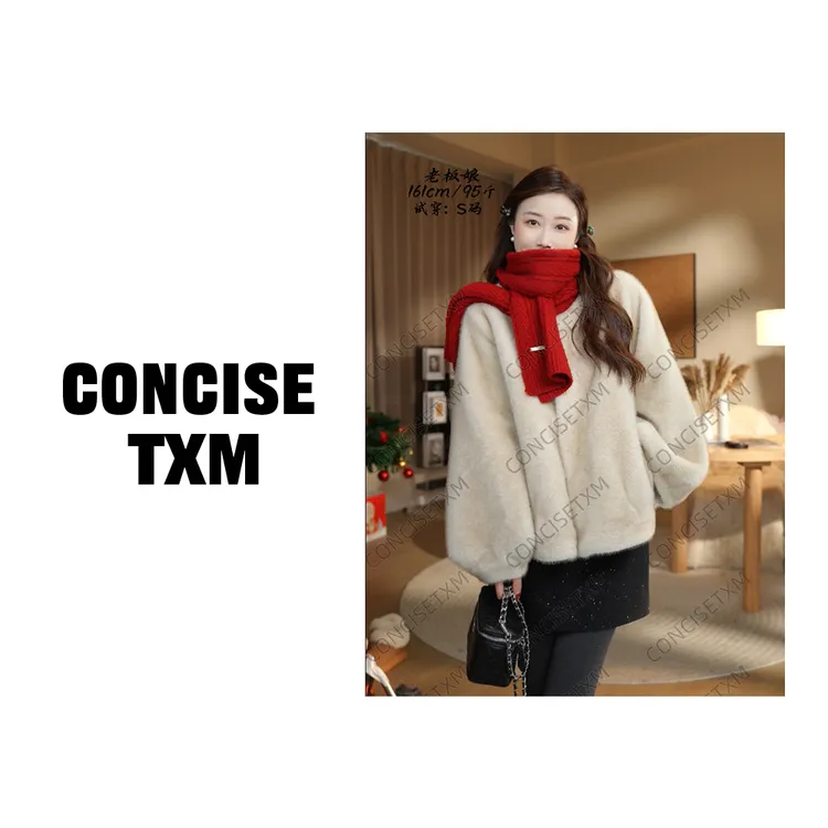 人造皮草 【唐小木】仿貂毛外套 秋冬百搭保暖宽松外套 W0830