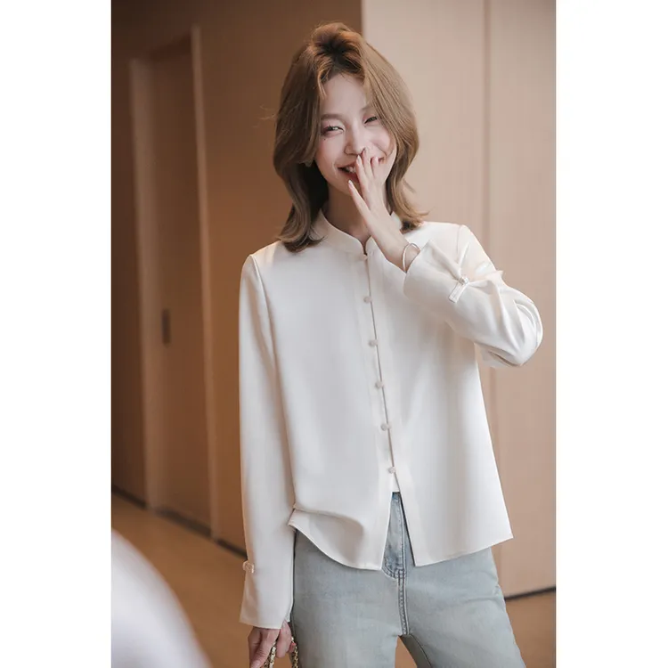 小谷粒禅意衬衫 醋酸双面缎 立领+盘扣