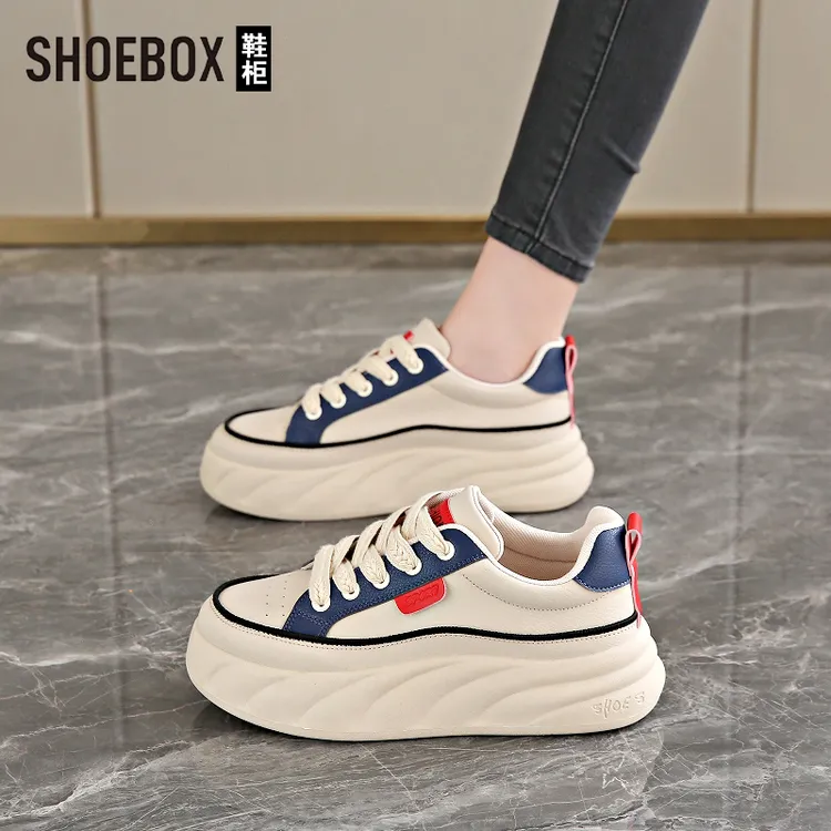 SHOEBOX鞋柜厚底小白鞋女款2025新款秋季百搭配裙子休闲运动鞋