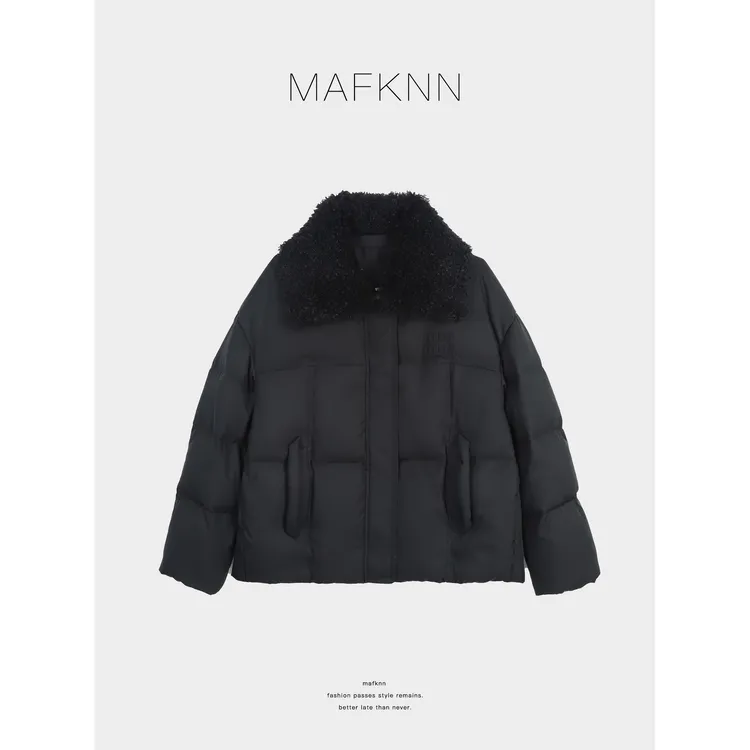 MAFKNN/玛肯时尚休闲简约纯色百搭90白鸭绒羽绒服MK13739
