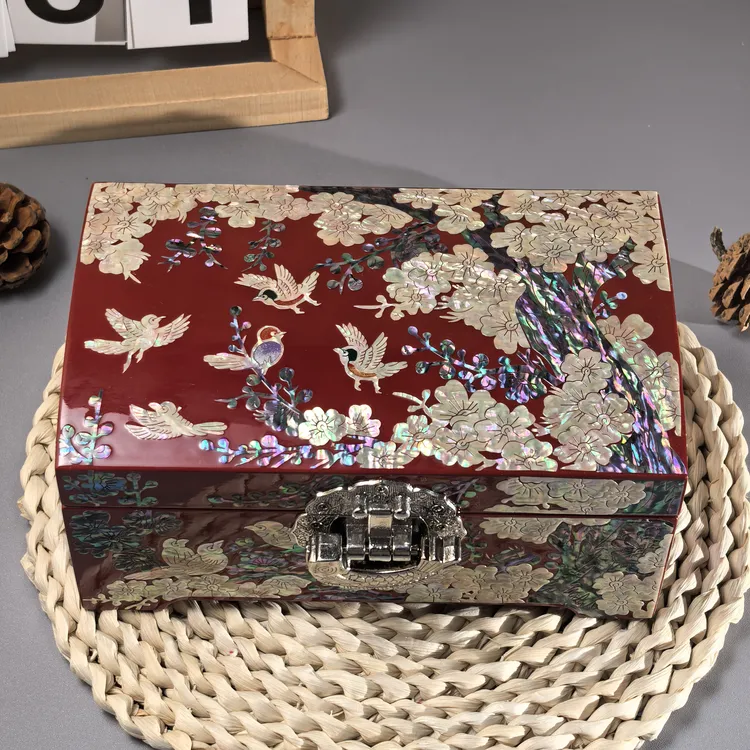 螺钿漆器木质首饰盒高档精致结婚礼物收纳珠宝饰品