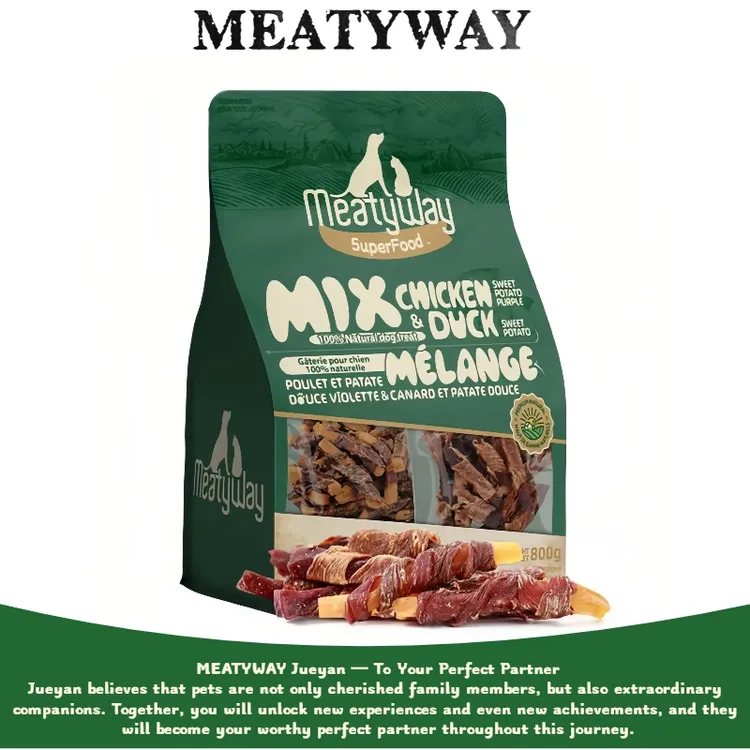 Meatyway爵宴狗狗零食800g磨牙鸭肉红薯卷&鸡肉紫薯卷