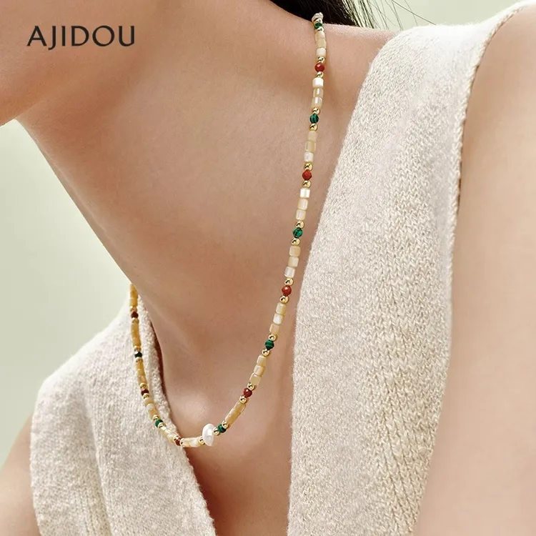 AJIDOU阿吉豆项链女度假风轻奢淡水珍珠锁骨链颈链欧若风