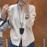 女立领长袖开衫款宽松型毛针织衫宽松打底衫百搭