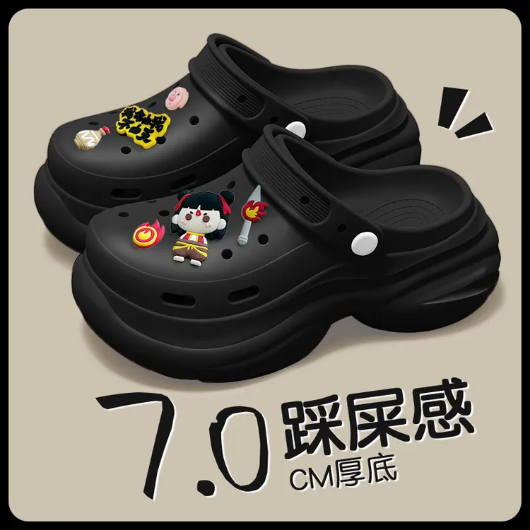 7CM厚底增高洞洞鞋外穿女鞋春夏款凉鞋女士女款2025新款爆款拖鞋